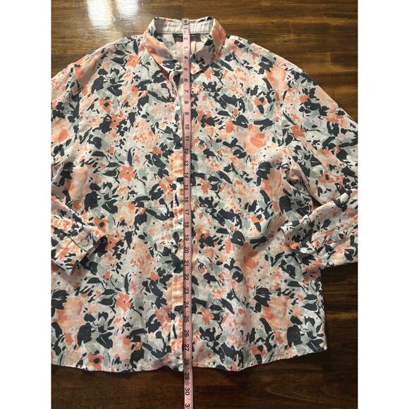 Lafayette 148 Women’s Large Shirt Button Up Blouse 100% Linen Collared - Picture 8 of 9